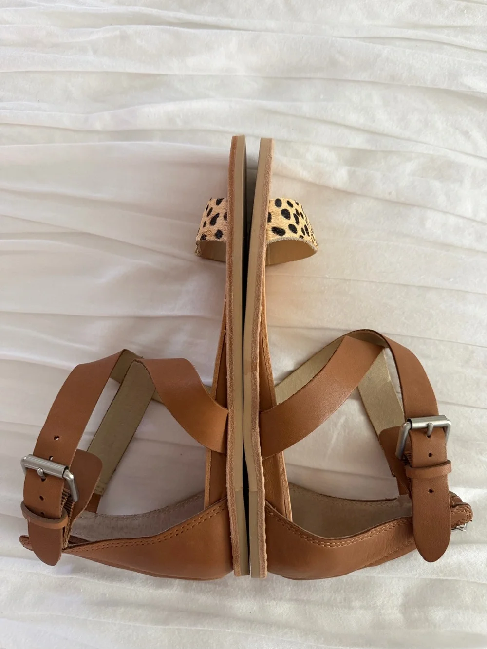 Dolce Vita Cheetah Calf Hair Tan Leather Ankle Strap Sandals Size 7 NWOT